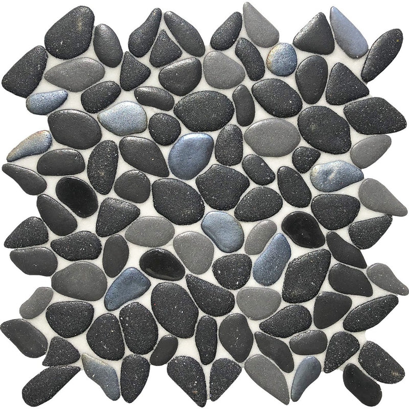 Abyss Black, Random Mosaic | CETLIROABYBLACK | Glass Pool Tile