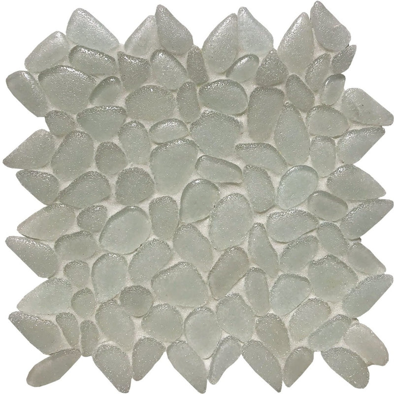 Glacier White, Random Mosaic | CETLIROGRAWHITE | Glass Pool Tile