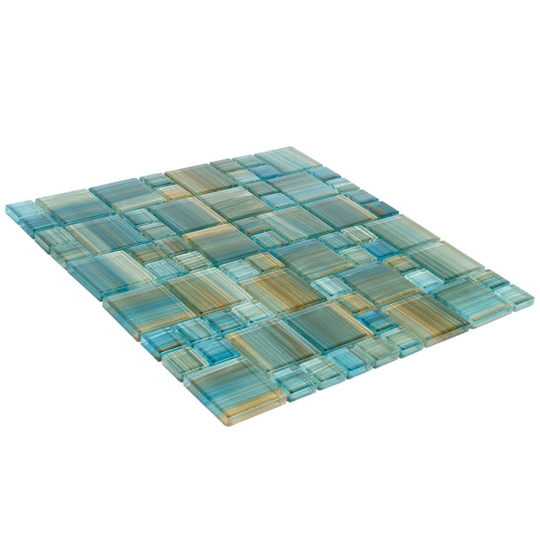 Aquamarine Brush, Mixed | CHIGLADS1212GR | Mosaic Glass Tile