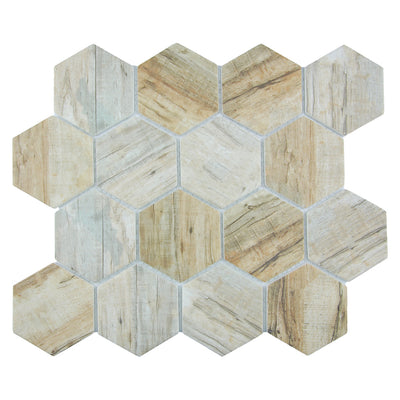 Bay, Hexagon Mosaic | TASBARKCINNHEX | Aquatica Glass Tile