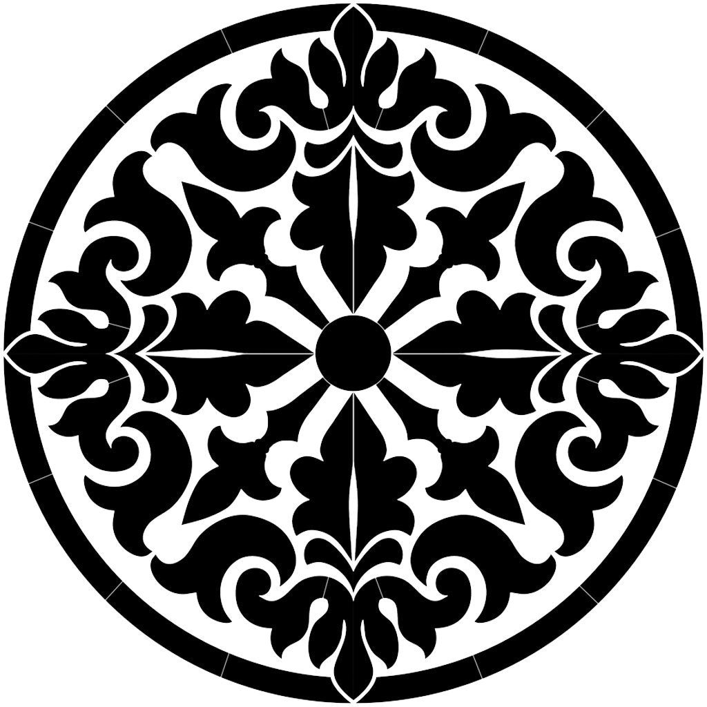 Baroque Medallion - Black | CM-BM1-36BK | Pool Mosaic