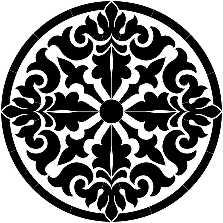 Baroque Medallion - Black | CM-BM1-36BK | Pool Mosaic