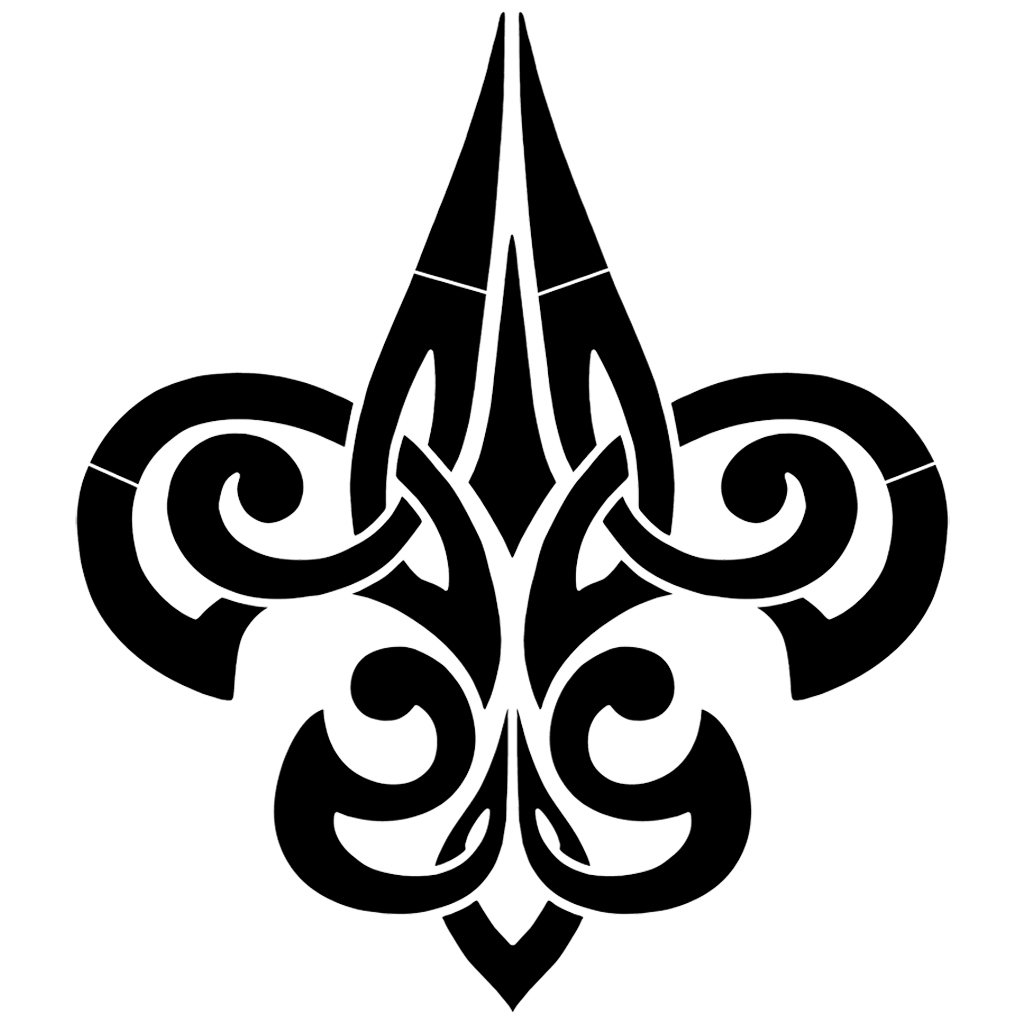 Tribal Fleur De Lis - Black | CM-FL1-18 | Pool Mosaic by Custom Mosaic