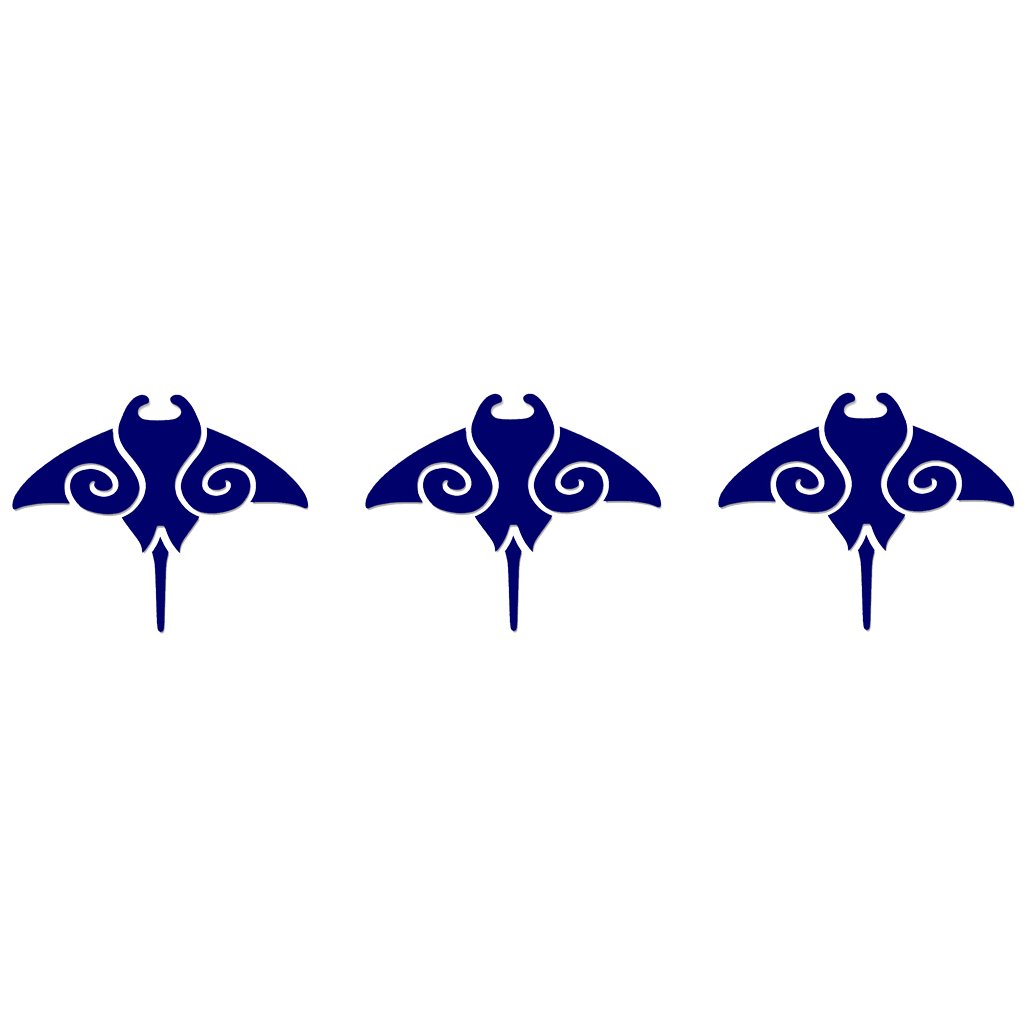Tribal Manta Ray Step Marker - Blue (Set of 3) | CM-FLS1-4BL | Pool Mosaic by Custom Mosaics