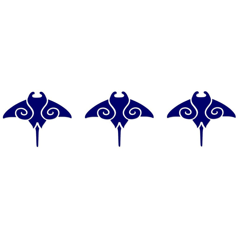 Tribal Manta Ray Step Marker - Blue (Set of 3) | CM-FLS1-4BL | Pool Mosaic by Custom Mosaics