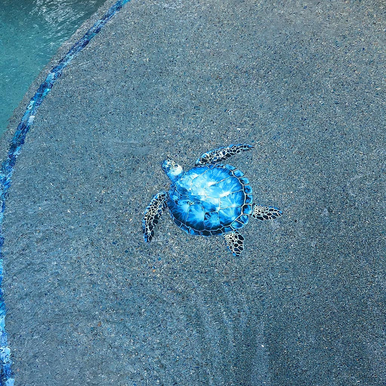 Blue Sea Turtle | PORC-BL83-24 | Swimming Pool Mosaic