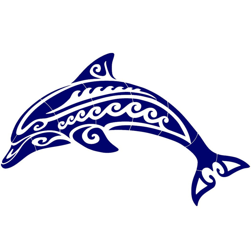 Tribal Dolphin - Blue | CM-TD1-36BL | Pool Mosaic
