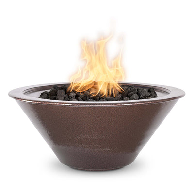 Cazo 36" Round Fire Bowl, Powder Coated Metal - Fire Feature - Copper Vein