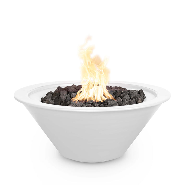 24" Round Cazo Fire Bowl - Powder Coated Metal - White - The Outdoor Plus