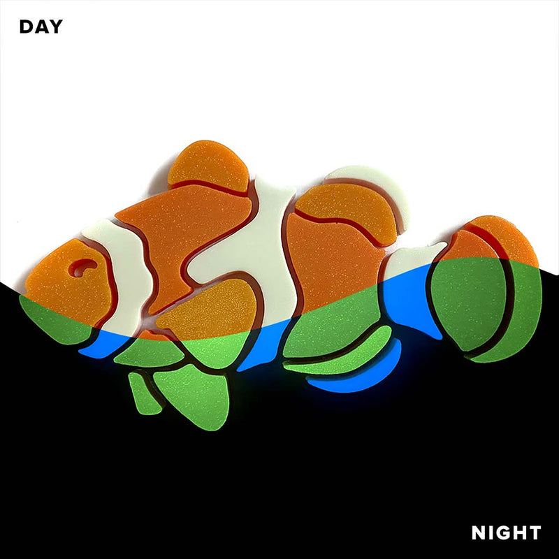 Clownfish, Left Pool Mosaic | Glow in the Dark Pool Tile by Element Glo