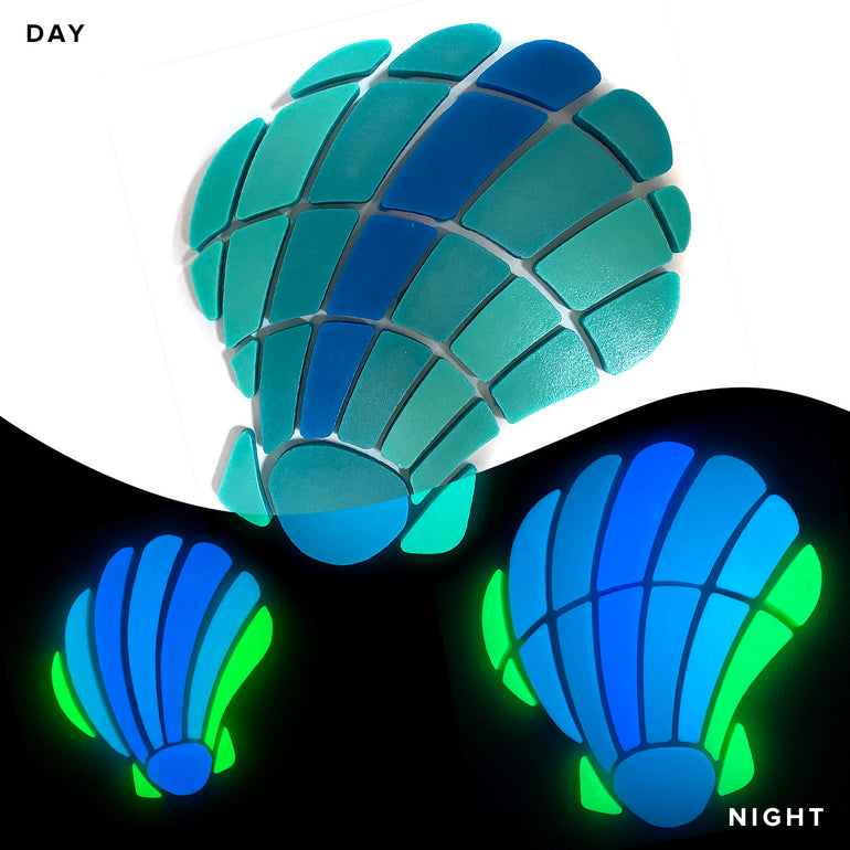 Curved Scallop Family Pool Mosaic | Glow in the Dark Pool Tile by Element Glo