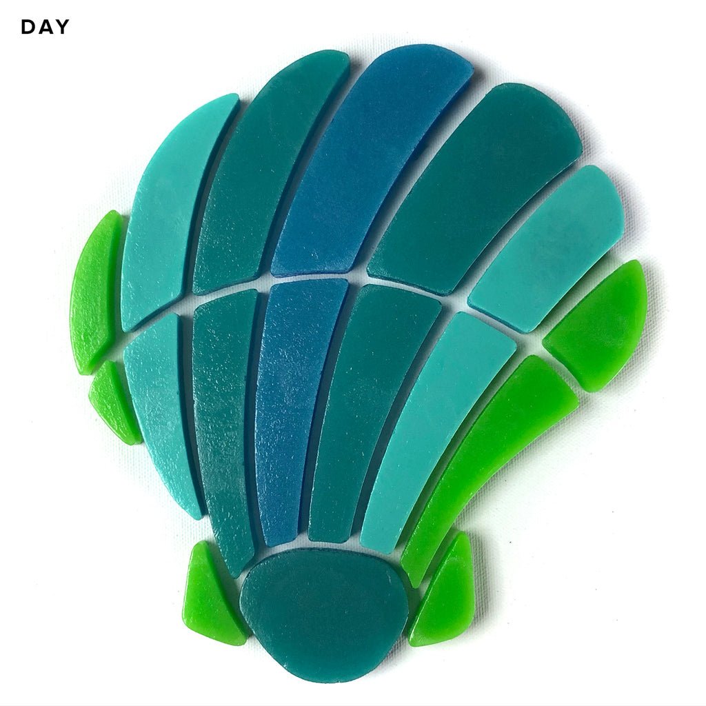 Medium Curved Scallop Pool Mosaic | Glow in the Dark Pool Tile by Element Glo