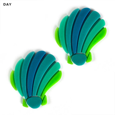 Curved Scallop Shell x 2 - Glow in the Dark Pool Mosaics