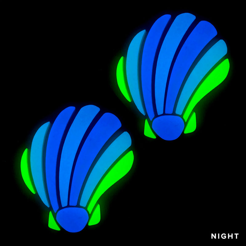 Curved Scallop Shell x 2 - Glow in the Dark Pool Mosaics