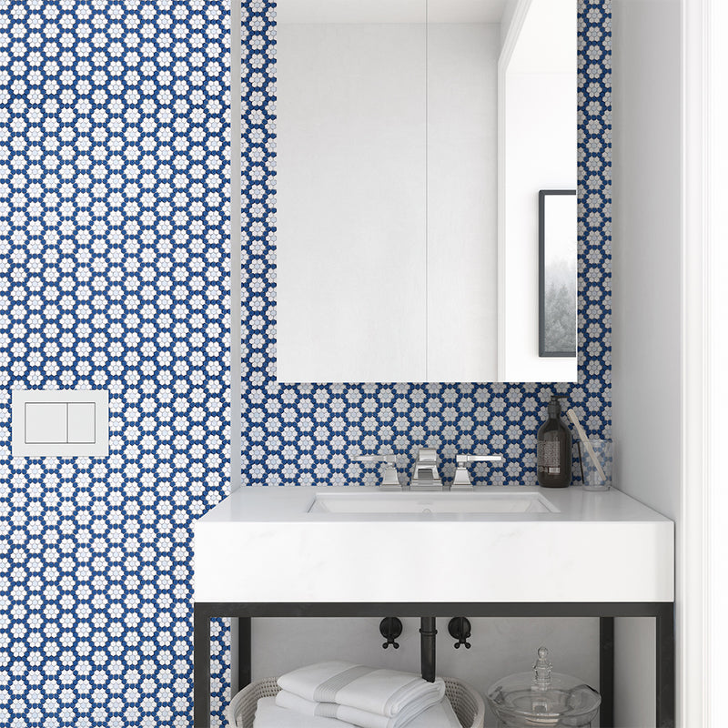 Dijon Coastal, Hexagon Mosaic Tile | Geometro Glass Tile