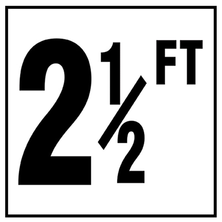 6" x 6" Standard Depth Markers, 4" Numbers with FT - Safety Markers for Pools