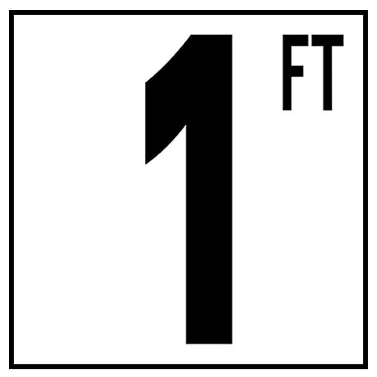 6" x 6" Standard Depth Markers, 5" Numbers with FT - Safety Markers for Pools