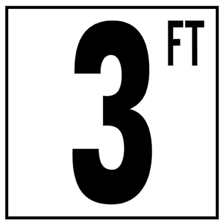 6" x 6" Standard Depth Markers, 5" Numbers with FT - Safety Markers for Pools