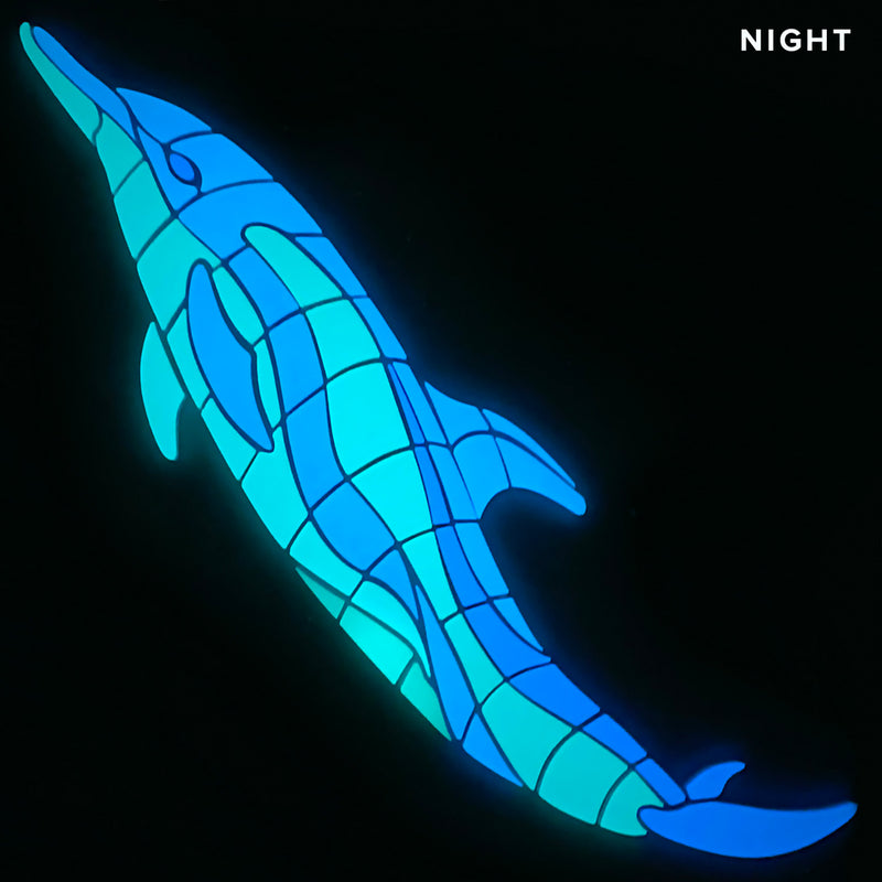 Dancing Dolphin Pool Mosaic, Left | Glow in the Dark Pool Tile by Element Glo