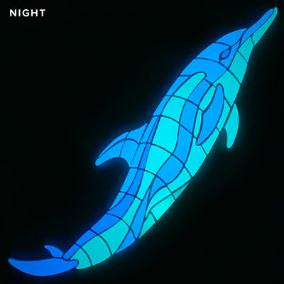 Jumpin' Dolphin Pool Mosaic, Right | Glow in the Dark Pool Tile by Element Glo