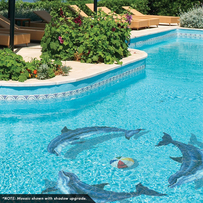 Dolphin Group, Bottlenose | PORC-DG35-6 | Pool Mosaic by AquaBlu Mosaics