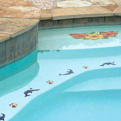 Dolphin Step Markers | PORC-DG35S-24 | Pool Mosaic by Custom Mosaics