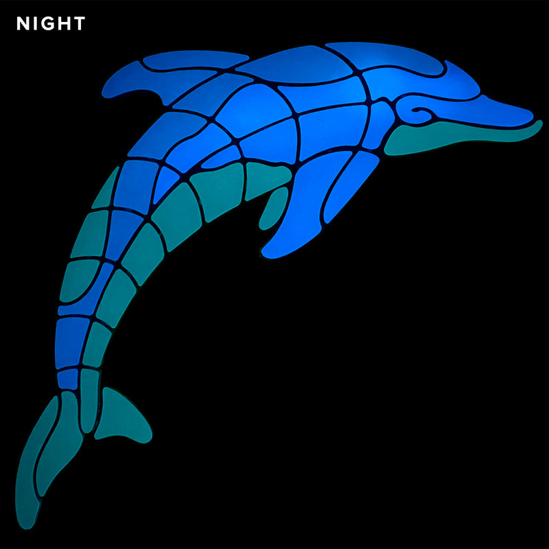 Large Playful Dolphin Pool Mosaic | Glow in the Dark Pool Tile by Element Glo