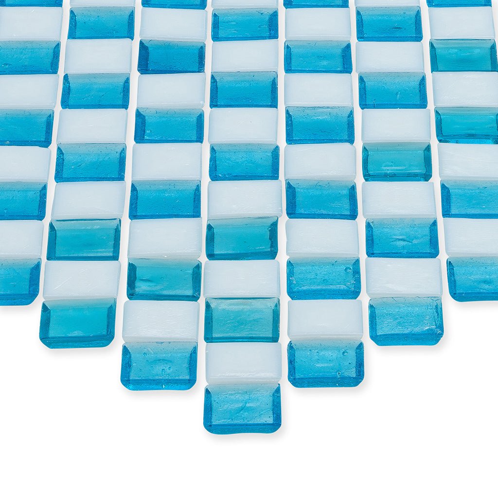 Zircon and White, 1" x 1" Diamond Pattern Glass Tile