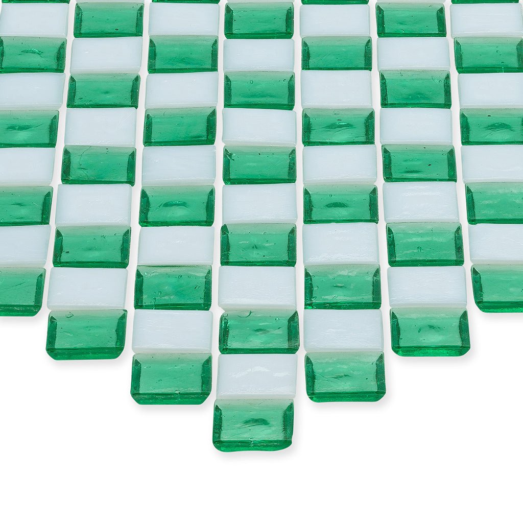 Malachite and White, 1" x 1" Diamond Pattern Glass Tile