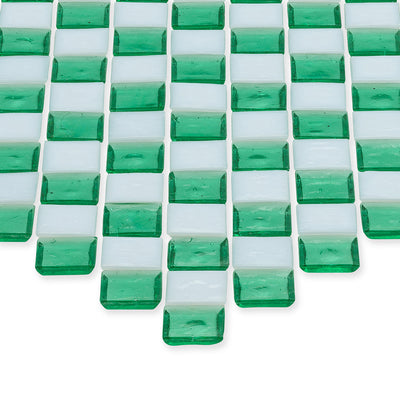 Malachite and White, 1" x 1" Diamond Pattern Glass Tile