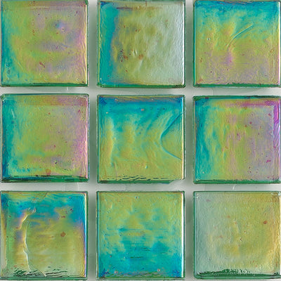 Emerald Iridescent 1x1 Glass Tile | E11.304.02S | American Glass Mosaics