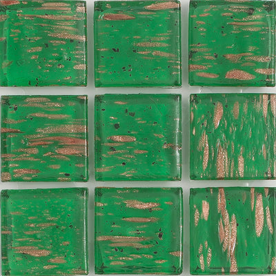 Emerald Aventurina 1x1 Glass Tile | E11.304.05S | American Glass Mosaics