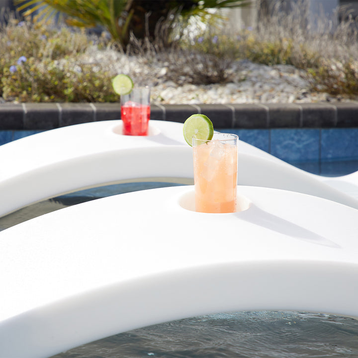 Kai Shelf Lounger White Pool Lounge Chair by Floating Luxuries AquaBlu Mosaics