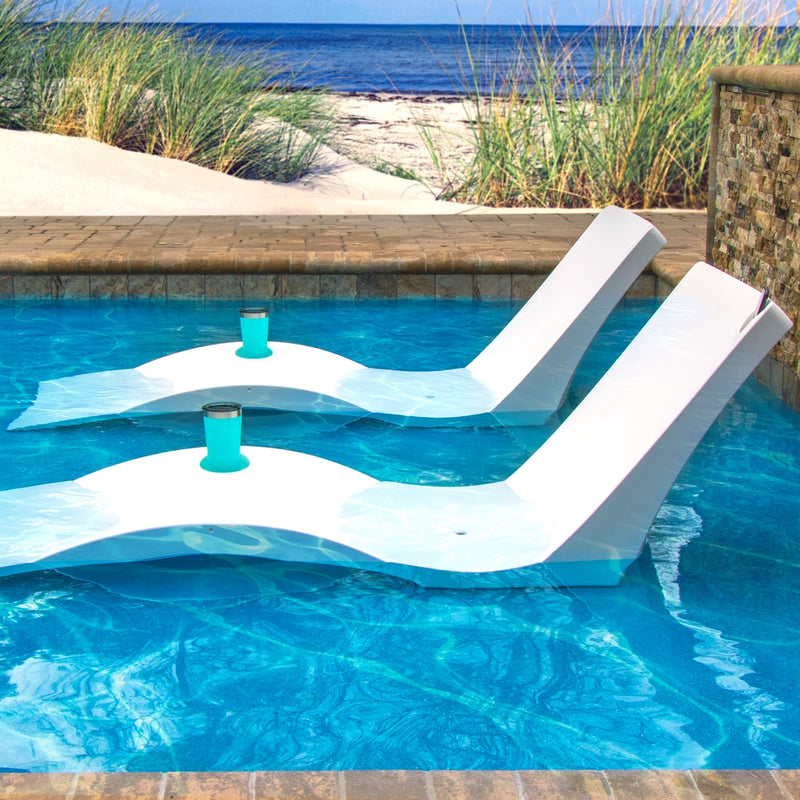 Kai Deep Water Shelf Lounger, White | Pool Lounge Chair