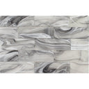 Thunder Glass White on Black, 3" x 9" - Glass Tile