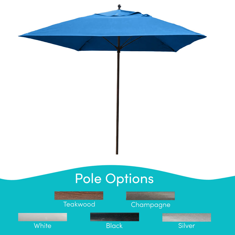 Maya Bay, 8 Rib Umbrella with Pacific Blue Fabric, Silver Pole