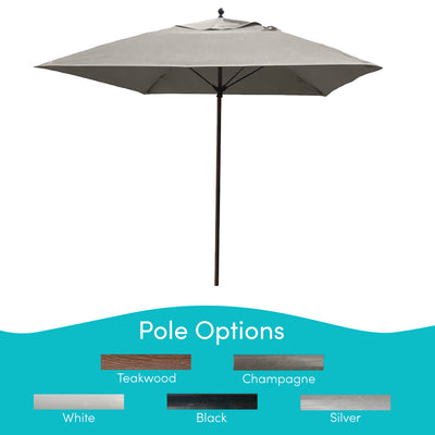 Maya Bay, 8 Rib Umbrella with Cadet Gray Fabric, Woodgrain Pole