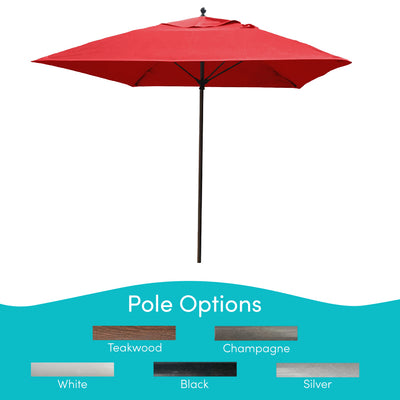 Maya Bay, 8 Rib Umbrella with Cardinal Red Fabric, Black Pole