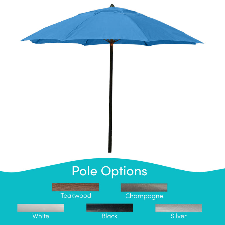 Verano 7.5", 8 Rib   Umbrella with Pacific Blue Fabric, Silver Pole 