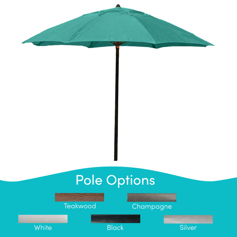 Verano, 6 Rib  Umbrella with Aquamarine Fabric, Woodgrain Pole 