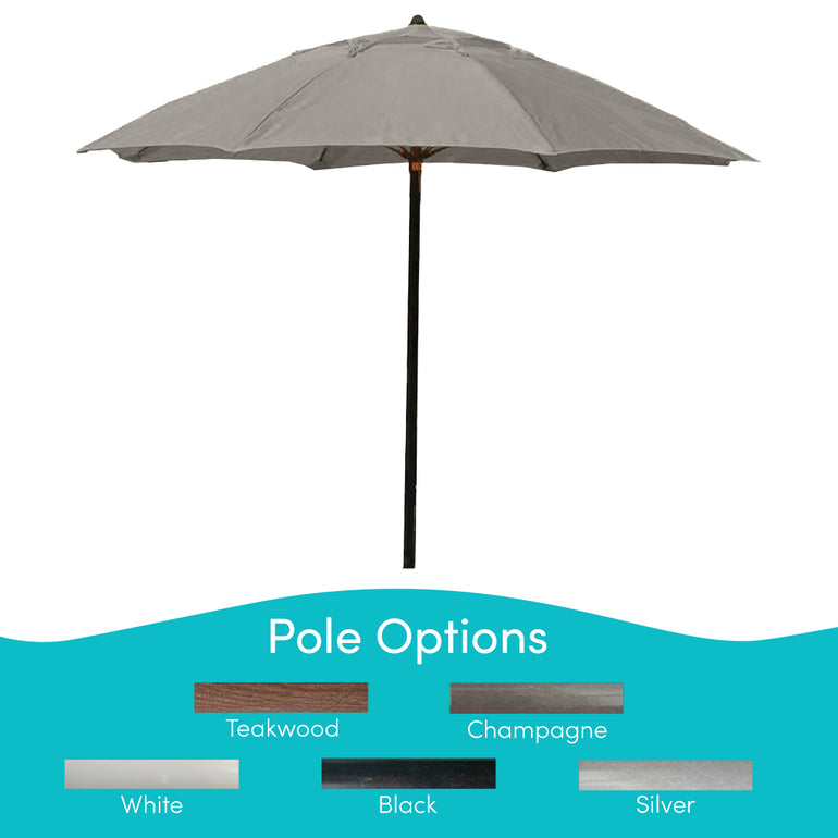 Verano 7.5", 8 Rib   Umbrella with Cadet Gray Fabric, White Pole 