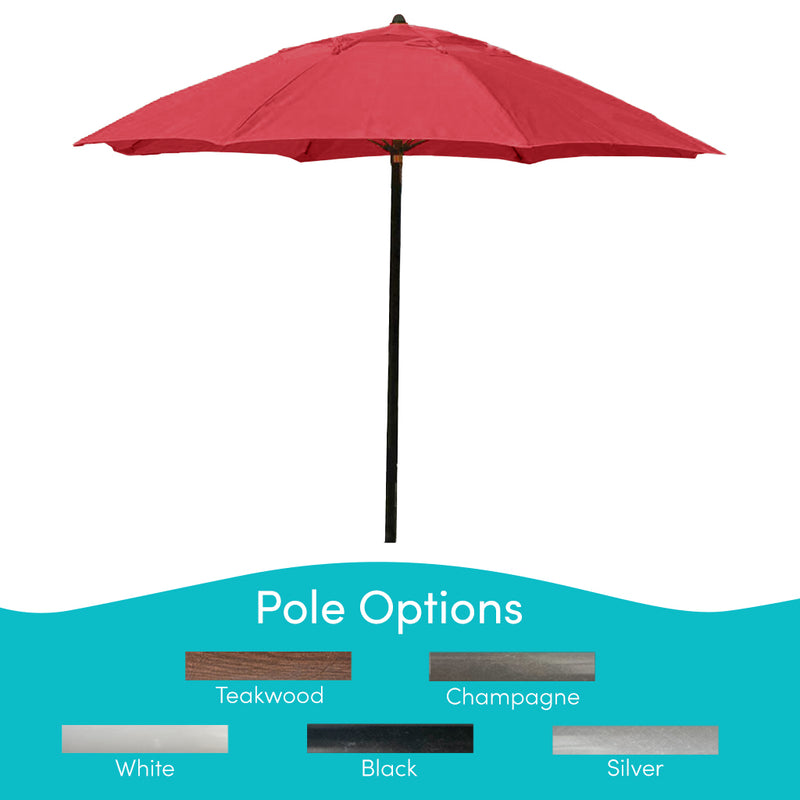 Verano, 6 Rib  Umbrella with Cardinal Red Fabric, White Pole 