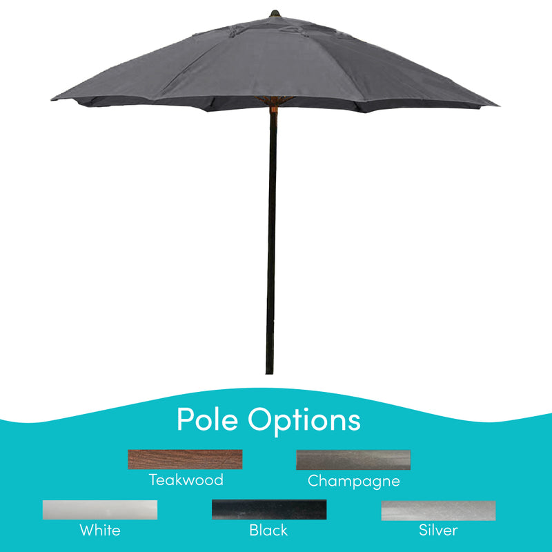 Verano 7.5", 8 Rib   Umbrella with Storm Gray Fabric, Black Pole 