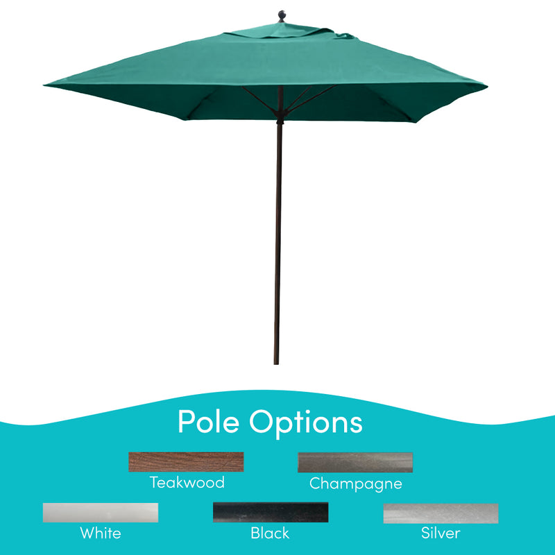Maya Bay, 8 Rib Umbrella with Aquamarine Fabric, White Pole