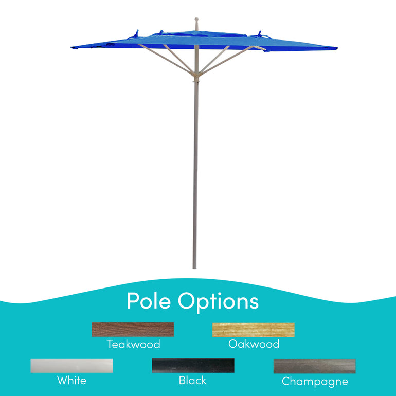 Meridian 9", 6 Rib  Tubular Rigid Umbrella with Pacific Blue Fabric, Champagne Pole