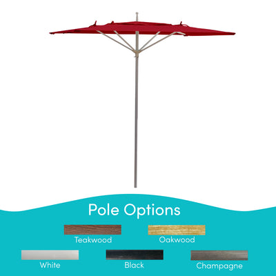 Meridian 9", 6 Rib  Tubular Rigid Umbrella with Cardinal Red Fabric, Champagne Pole