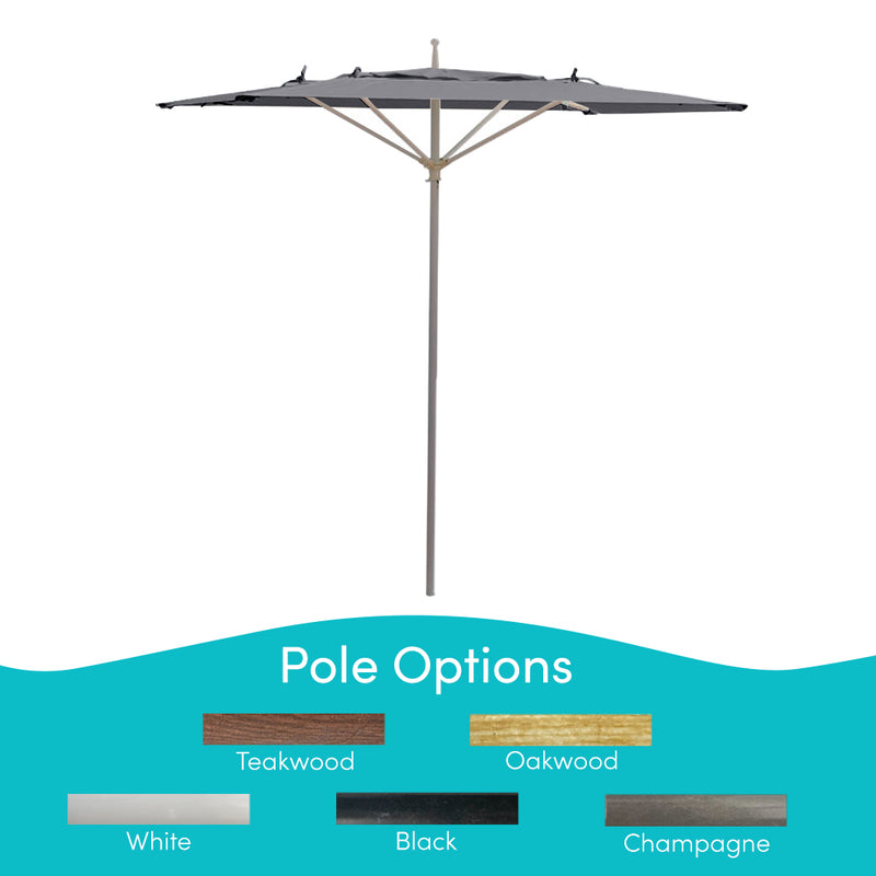 Meridian 9", 6 Rib  Tubular Rigid Umbrella with Storm Gray Fabric, Black Pole