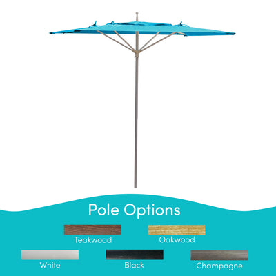 Meridian 9", 6 Rib  Tubular Rigid Umbrella with Caribbean Blue Fabric, Champagne Pole