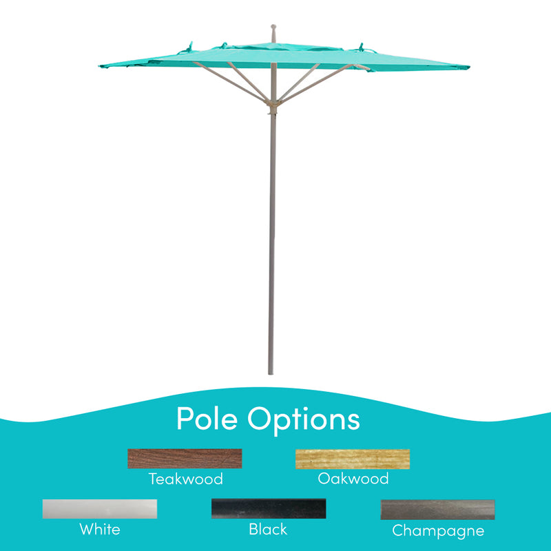 Meridian 9", 6 Rib  Tubular Rigid Umbrella with Aruba Fabric, Champagne Pole