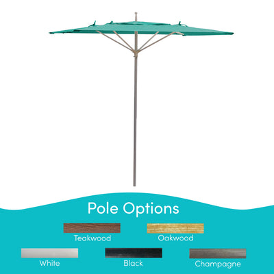 Meridian 9", 6 Rib  Tubular Rigid Umbrella with Aquamarine Fabric, Black Pole